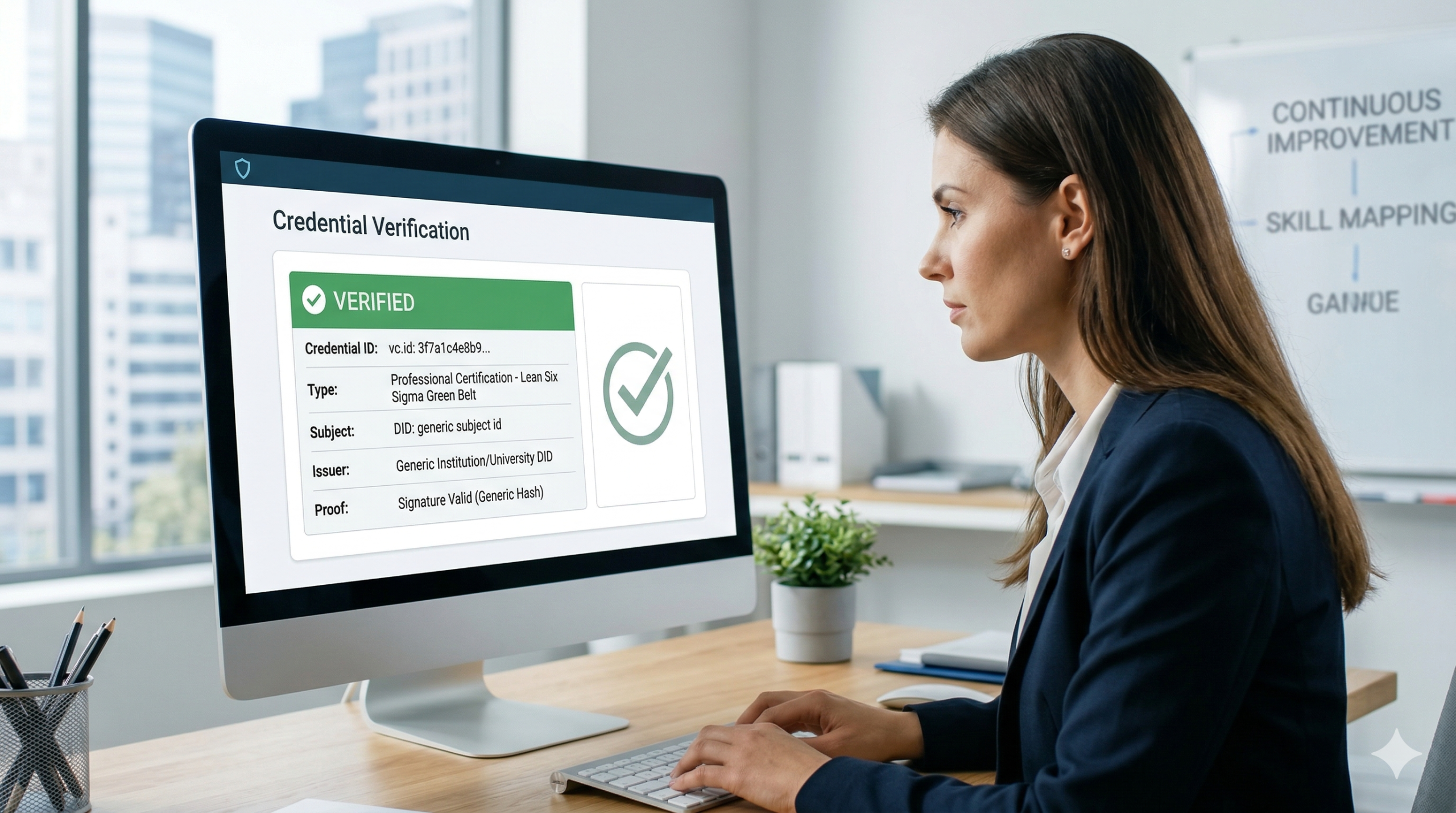 Verified digital certification interface for Lean Six Sigma credential checking