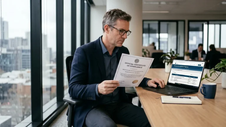 Australian professional evaluating a lean six sigma certification australia document before enrolment